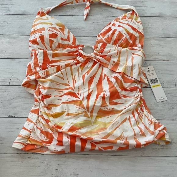 Carmen Marc Valvo MULTI Halter V-Neck Tankini Swim Top, US Medium - Picture 4 of 8